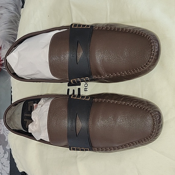 FENDI Zucca Moccasin Logo Leather Loafer for Men - Picture 1 of 17